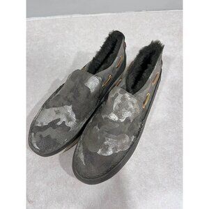 Sperry Womens Moccasin-Style Camo Boat Shoes With Faux Fur‎ Lining Size 7.5